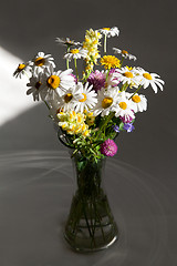 Image showing Still life bouquet daisywheel in vase with water