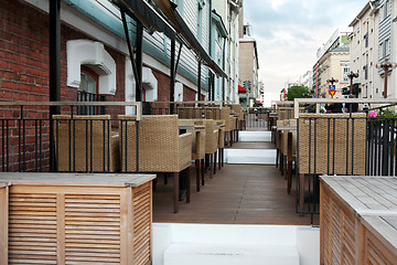 Image showing Empty street restaurant