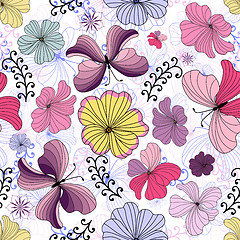 Image showing White seamless floral pattern