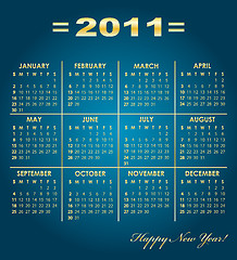 Image showing Calendar grid of 2011 year