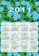 Image showing Calendar grid of 2011 year