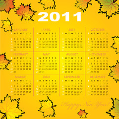 Image showing Calendar grid of 2011 year