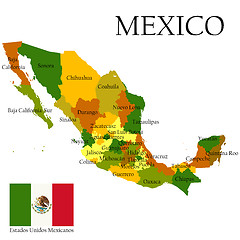 Image showing Mercator map of Mexico and flag