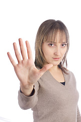 Image showing Girl with stop gesture