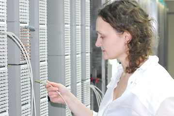 Image showing Woman working on telecommunication equipment