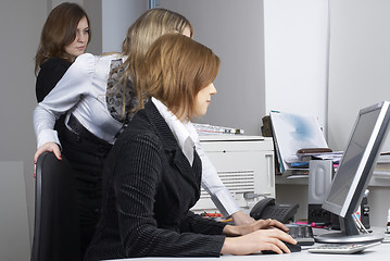 Image showing Businesswoman and computer