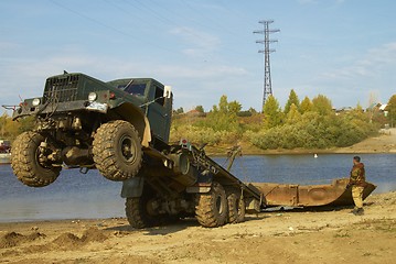 Image showing Disassembly of pontoon bridge