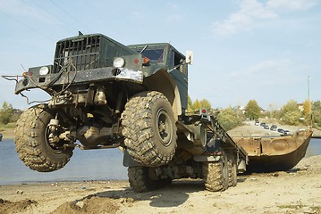 Image showing Disassembly of pontoon bridge