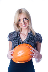 Image showing Smiling girl with helmet