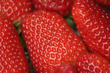 Image showing macro shot of strawberries