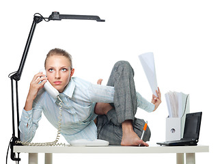 Image showing Flexible woman in office