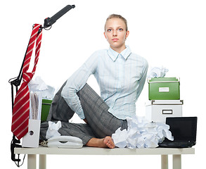 Image showing Flexible business woman in office