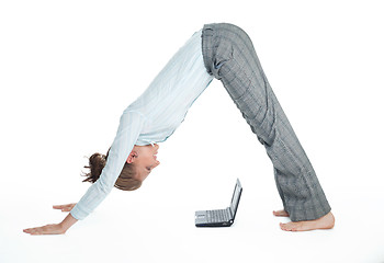 Image showing Flexible student girl working with computer