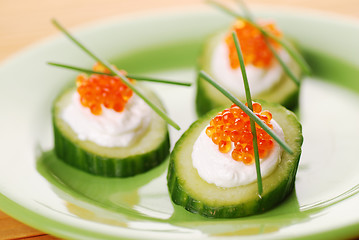 Image showing Appetizers with red caviar