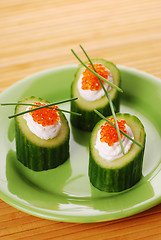 Image showing Appetizers with red caviar