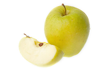 Image showing Whole and half apple