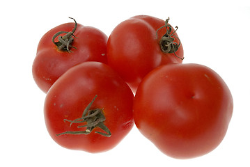 Image showing Four ripe tomatoes