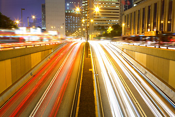 Image showing traffic in city at night