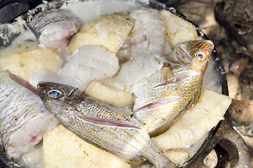 Image showing pot rondown food outdoor cooking Nicaragua