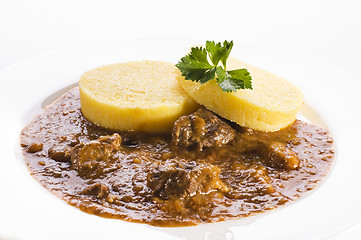 Image showing Polenta with goulash