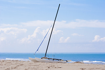 Image showing catamaran on a beach