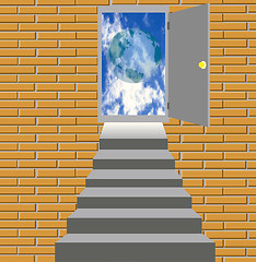 Image showing Stairway to door skyward