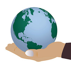 Image showing Globe in hand of the person