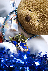 Image showing Soft bear with Christmas decorations 