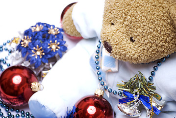 Image showing Soft bear with Christmas decorations  