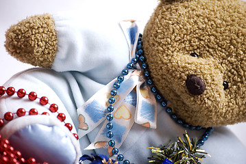 Image showing Soft bear with Christmas decorations  