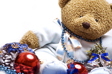 Image showing Soft bear with Christmas decorations 