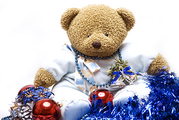 Image showing Soft bear with Christmas decorations 