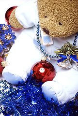 Image showing Soft bear with Christmas decorations  