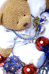 Image showing Soft bear with Christmas decorations  
