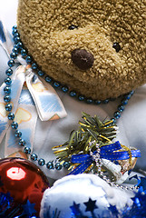 Image showing Soft bear with Christmas decorations 