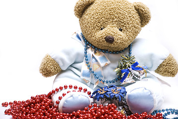 Image showing Soft bear with Christmas decorations 