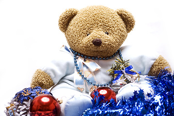 Image showing Soft bear with Christmas decorations 