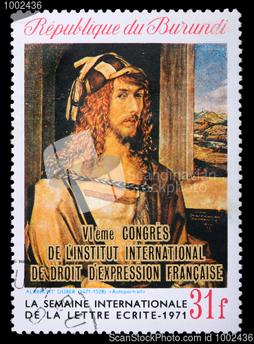 Image of Postage stamp with Albrecht Durer self-portrait