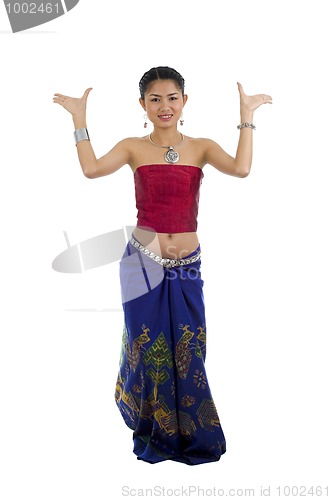 Image of asian dancing in traditional clothes