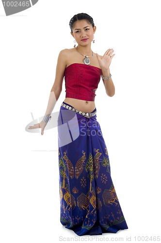 Image of asian dancing in traditional clothes