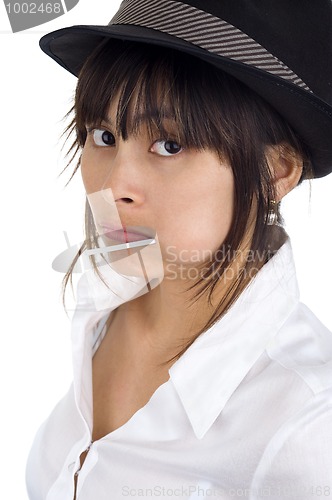 Image of young woman with lollipop