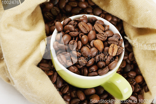 Image of Green cup in coffee bag