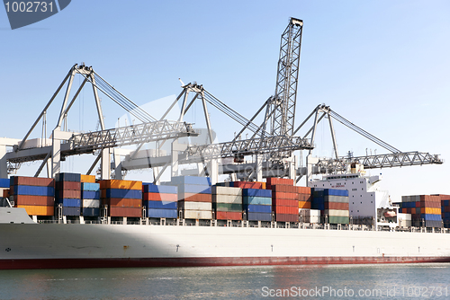 Image of Container ship and cranes