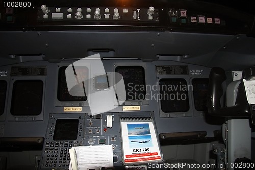 Image of Commercial airplane cockpit