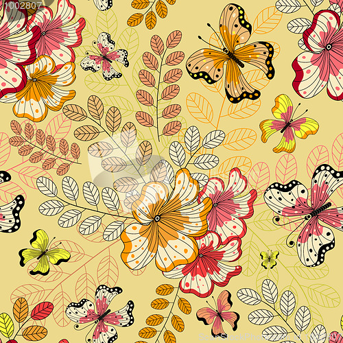 Image of Yellow seamless floral pattern 