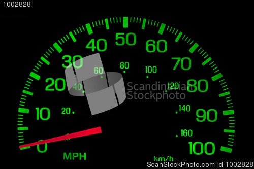 Image of Speedometer on black isolated