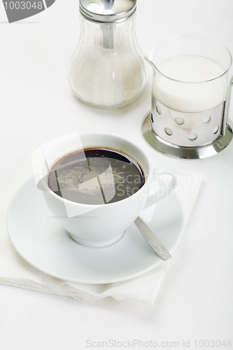 Image of Coffee with sugar and milk