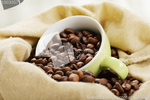 Image of Cup with coffee in bag closeup