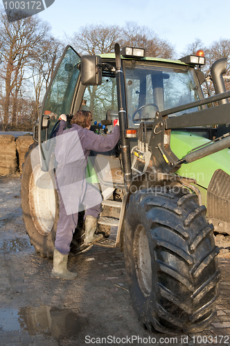 Image of Boarding a tractor