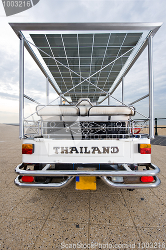 Image of Rear of a solar powered tuc tuc